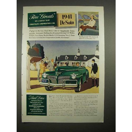 1941 DeSoto Car Ad - Five Greats!