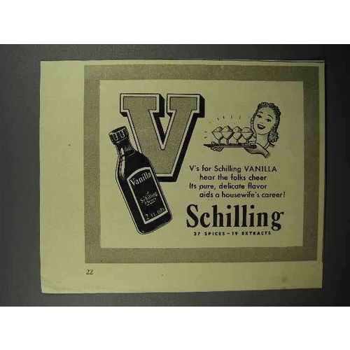 1941 Schilling Vanilla Ad - Hear the Folks Cheer
