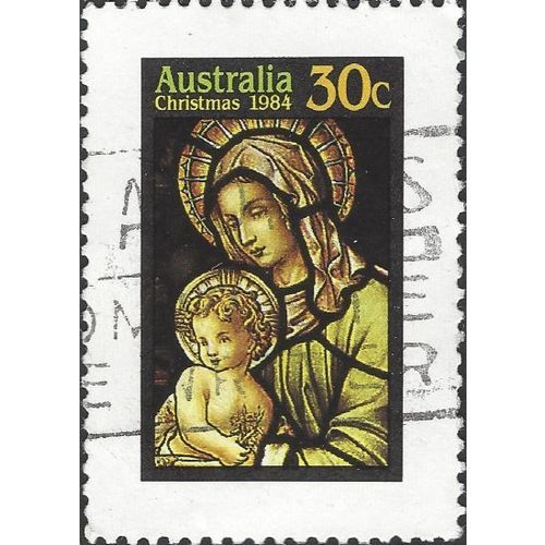 AUSTRALIA, CHRISTMAS, Angel, Stained Glass, black 1984, 30c, #3