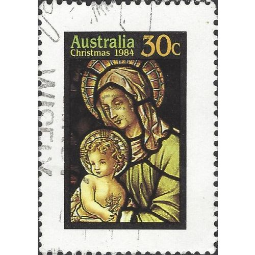 AUSTRALIA, CHRISTMAS, Angel, Stained Glass, black 1984, 30c, #2