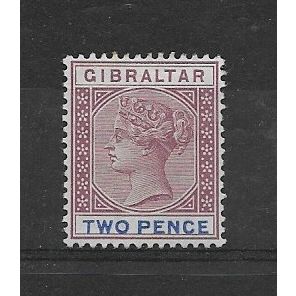 Gibraltar.SG41 2d Brown-Purple and Ultramarine.Mounted Mint.Nov19