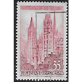 Mi 1164: 18 Fr. carmine-lilac/red-lilac Definitive: Landscapes: Rouen Cathedral.