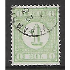 NETHERLANDS 1876 1c GREEN SG 134 FINE USED#