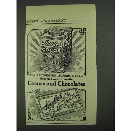 1908 Huyler's Cocoas and Chocolates Ad
