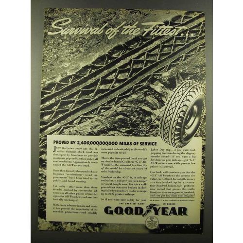 1940 Goodyear G-3 All-Weather Tires Ad - The Fittest