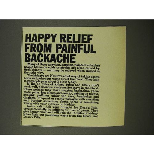1941 Doan's Pills Ad - Happy Relief From Backache