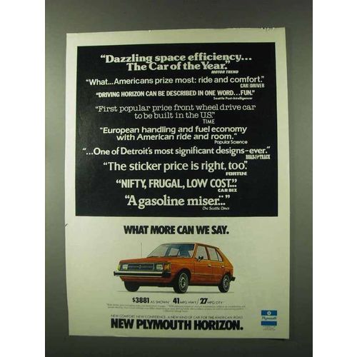 1978 Plymouth Horizon Ad - Dazzling Space Efficiency