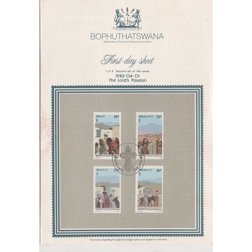 Bophuthatswana 1982 Easter presentation card set FDC special pm