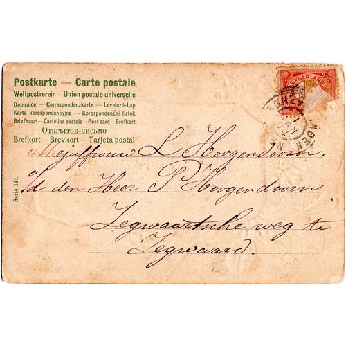 1904 Serie 141 Postcard Clock & Flowers Hartelijke Gelukwensch Congratulations