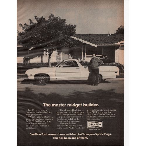 Champion Sparkplugs vintage Full Page Print Ad February 1972