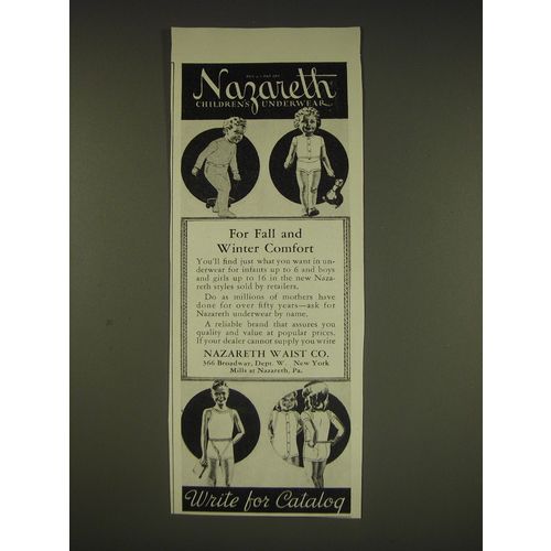 1939 Nazareth Children's Underwear Ad - For fall and winter comfort