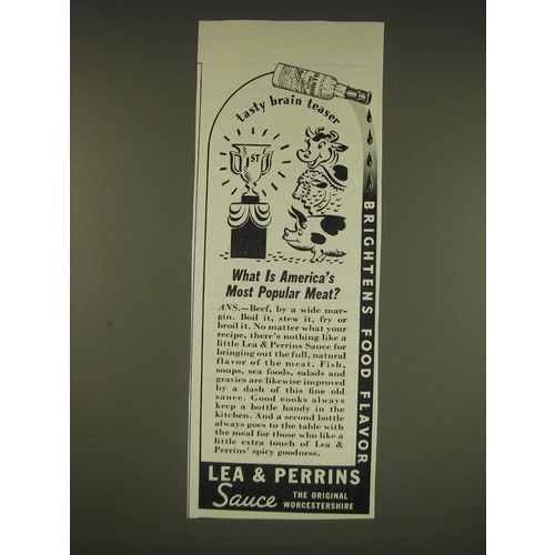 1939 Lea & Perrins Sauce Ad - What is America's most popular meat?