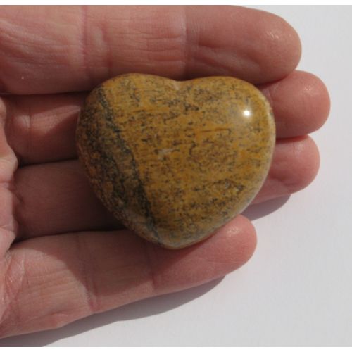 B Picture Jasper Puffed Heart Palm Stone Touch Gemstone Metaphysical Energy Work