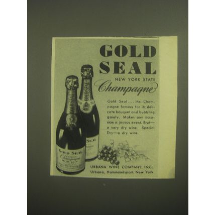 1945 Gold Seal Champagne Advertisement - New York State Champagne
