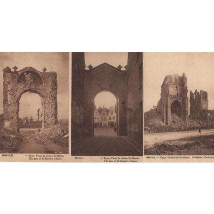 Ypres Cathedrale & Palace St Martin 3x WW1 Bomb Damage Postcard s