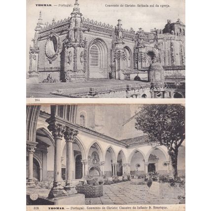 Thomar Portugal Convento De Christo 2x Old Postcard s