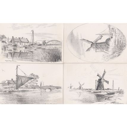 Norfolk Rackham Jarrolds 5x Antique Drawing Postcard s