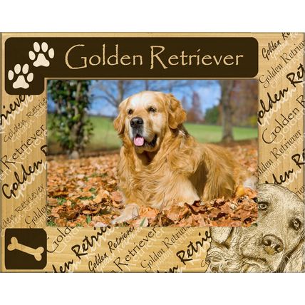 Golden Retriever Laser Engraved Wood Picture Frame Landscape (4 x 6)