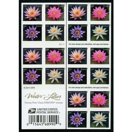 Water Lilies Booklet Pane of 20 First Class Postage Stamps Scott 4967b