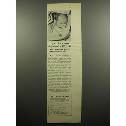 1955 Parents With a Purpose Ad - If your baby were diagnosed as hopeless