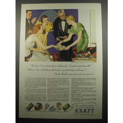 1933 Kraft Cheese Ad - My dear, I can't stop with my old favorite