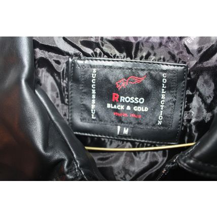 Black Bomber Jacket Suede by R Rossi Size M SZ Medium Italy Black & Gold Gift