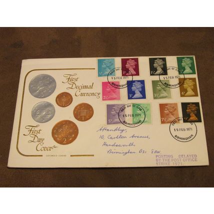 Cotswold 1971 GB FDC Cover - 1st Decimal Currency / Definitives - Postal Strike