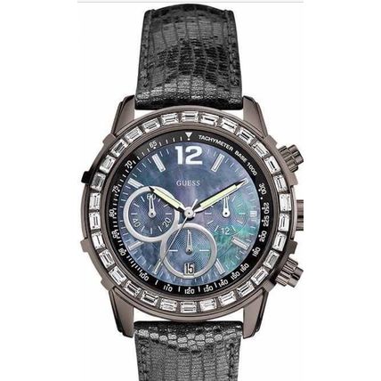 New Guess Swarovski Crystal Chronograph Black Chronograph Watch U0017L3 $150