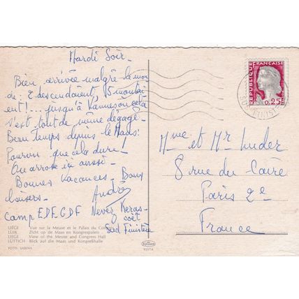 Liege Belgium Postcard posted 1964 creased