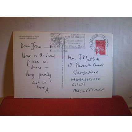 A SNOWY ISLE-SUR-LA-SORGUE, FRANCE used postcard 2002 pm #