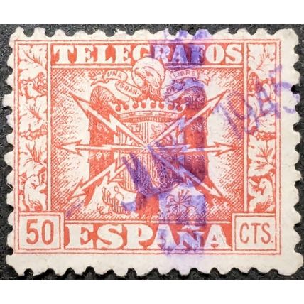 STAMP Spain 50c Telegraph Stamp Used