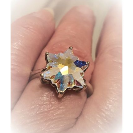 SET Star Stellaris Aurora Ring & Pendant Made With Swarovski AB Crystal 925 Sz P
