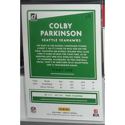 2020 Donruss COLBY PARKINSON (Seahawks) Rookie Card #277