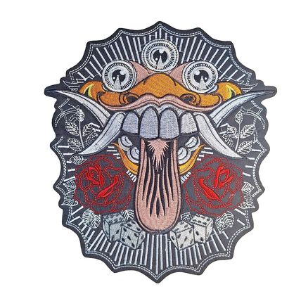 Large Tribal Iron On Patch Motif Embroidered Badge 31 cm x 28 cm Goth Emo P114