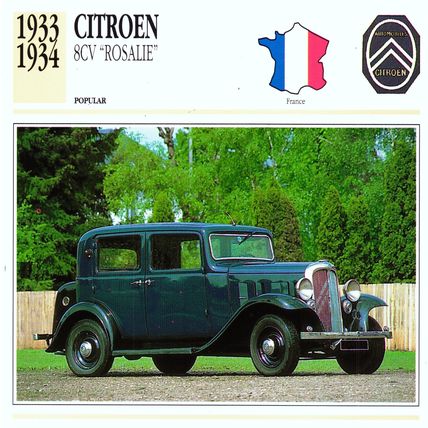 Collectors Club card. Classic Cars. Citroen 8CV “Rosalie”
