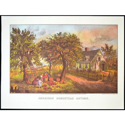 AMERICAN HOMESTEAD AUTUMN 1952 Nathaniel Currier - James Merritt Ives PRINT
