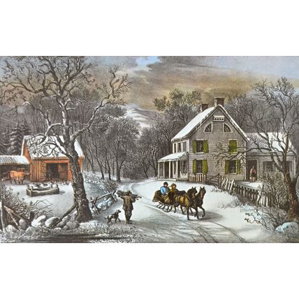 AMERICAN HOMESTEAD WINTER 1952 Nathaniel Currier - James Merritt Ives PRINT