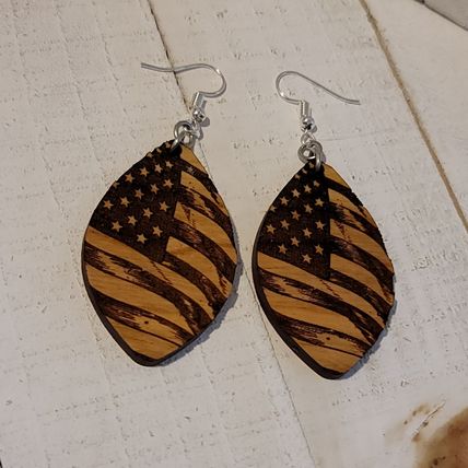 American Flag Dangle Earrings