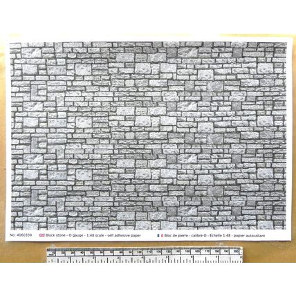 Papier autocollant bloc de pierre pour O gauge-échelle 1:48 - A4 (297 x 210mm)