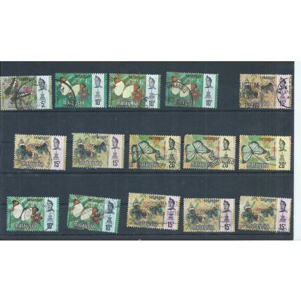 Selangor stamps. 1971 etc Butterflies used lot. (L045)