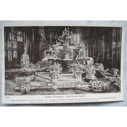 vintage postcard Tower of London The Crown Jewels