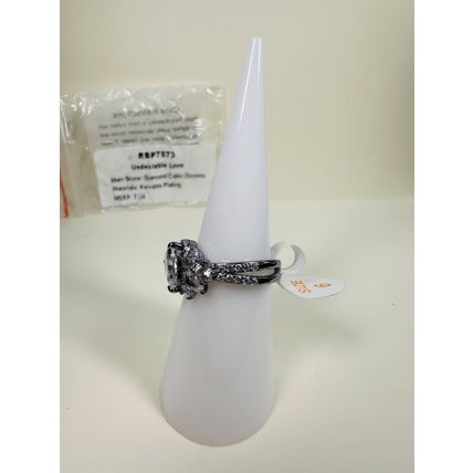 NIB Bomb Party Sz6 Revealed Ring RBP7573 Undeniable Love Diamond CZ Hematite Pl