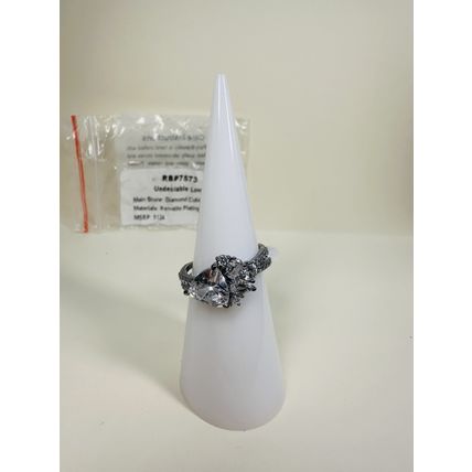 NIB Bomb Party Sz6 Revealed Ring RBP7573 Undeniable Love Diamond CZ Hematite Pl