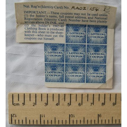 1947 Clothing Coupons x 8