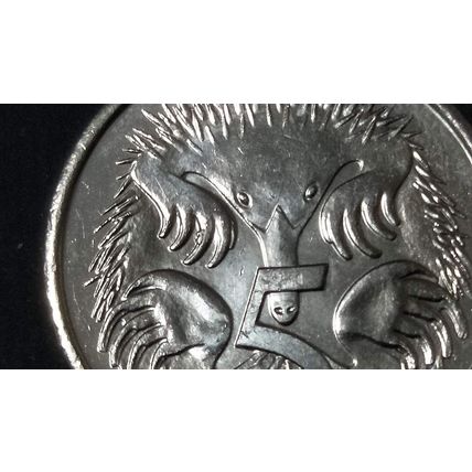 Australia 2022 5c Echidna ~ Die Chip/Cud on Front Claw - Circulated [1a1]