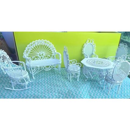 Set of White Wire Furniture for a Dollshouse Garden or Patio