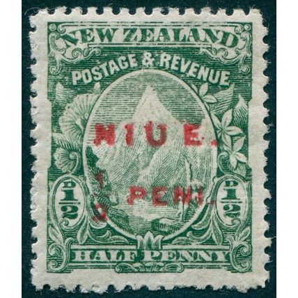 Niue 1902 ½d green Spaced 'U' & 'E' Perf 14 SG3a unused