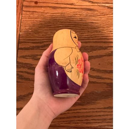 Authentic Handmade Vintage Russian Wooden Nesting Doll (6 Dolls in Total in 1)