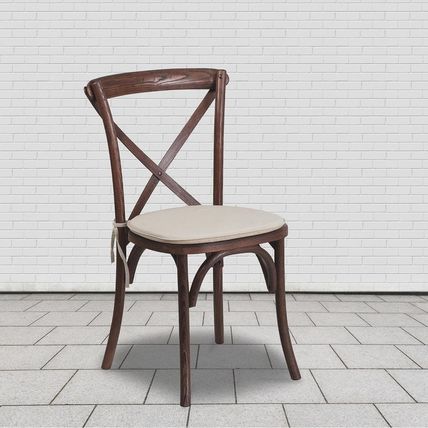 Flash Furniture HERCULES Series Stackable Mahogany Wood Cross Back Chair with Cu
