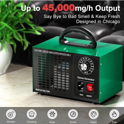 Ozone Generator 45,000Mg/H, Industrial/Home O3 Air Purifier Deodorizer for Areas